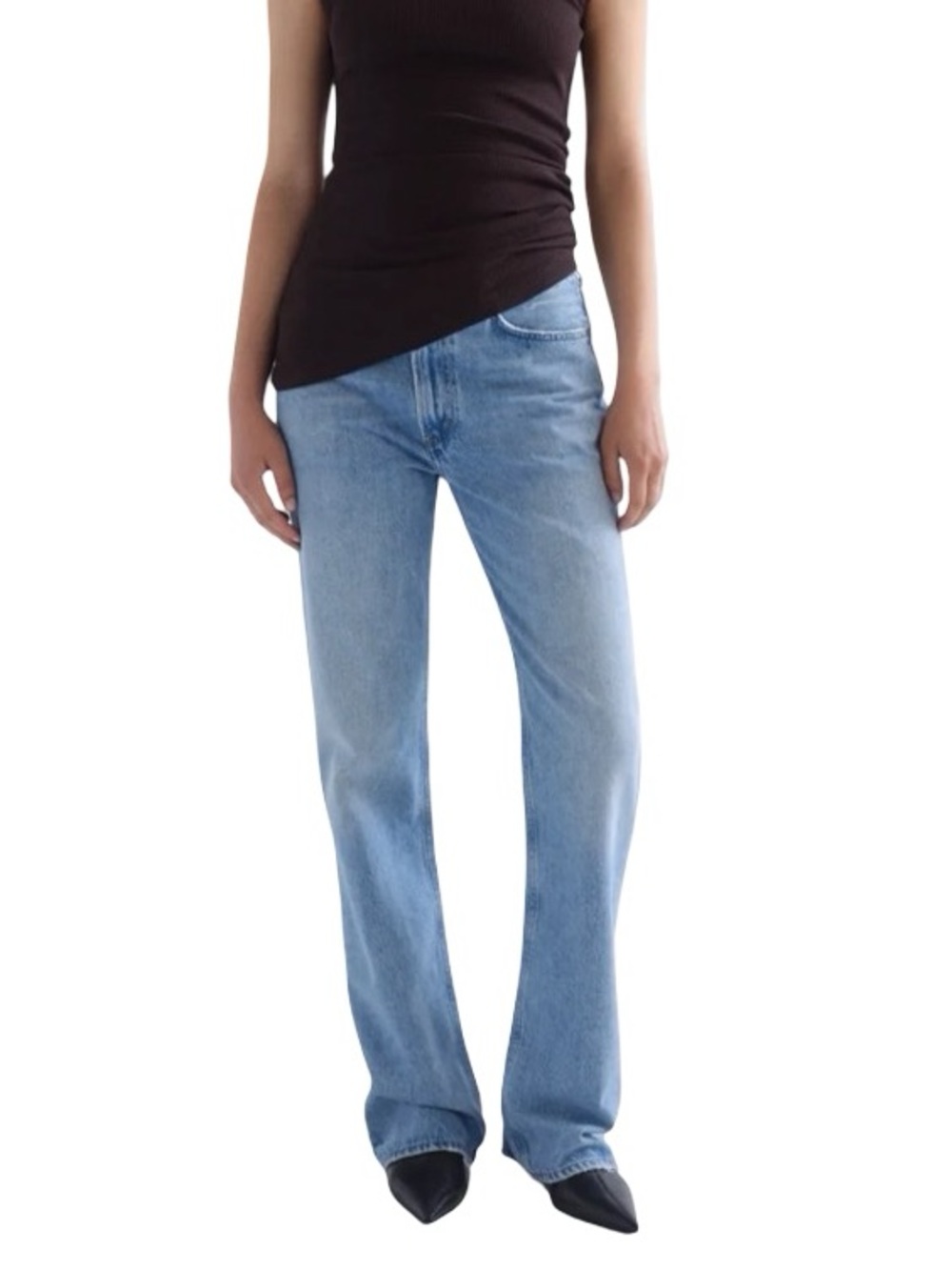 AGOLDE Leena High Rise Baby Flare Denim Jean Vintage Blue Wash Size 28